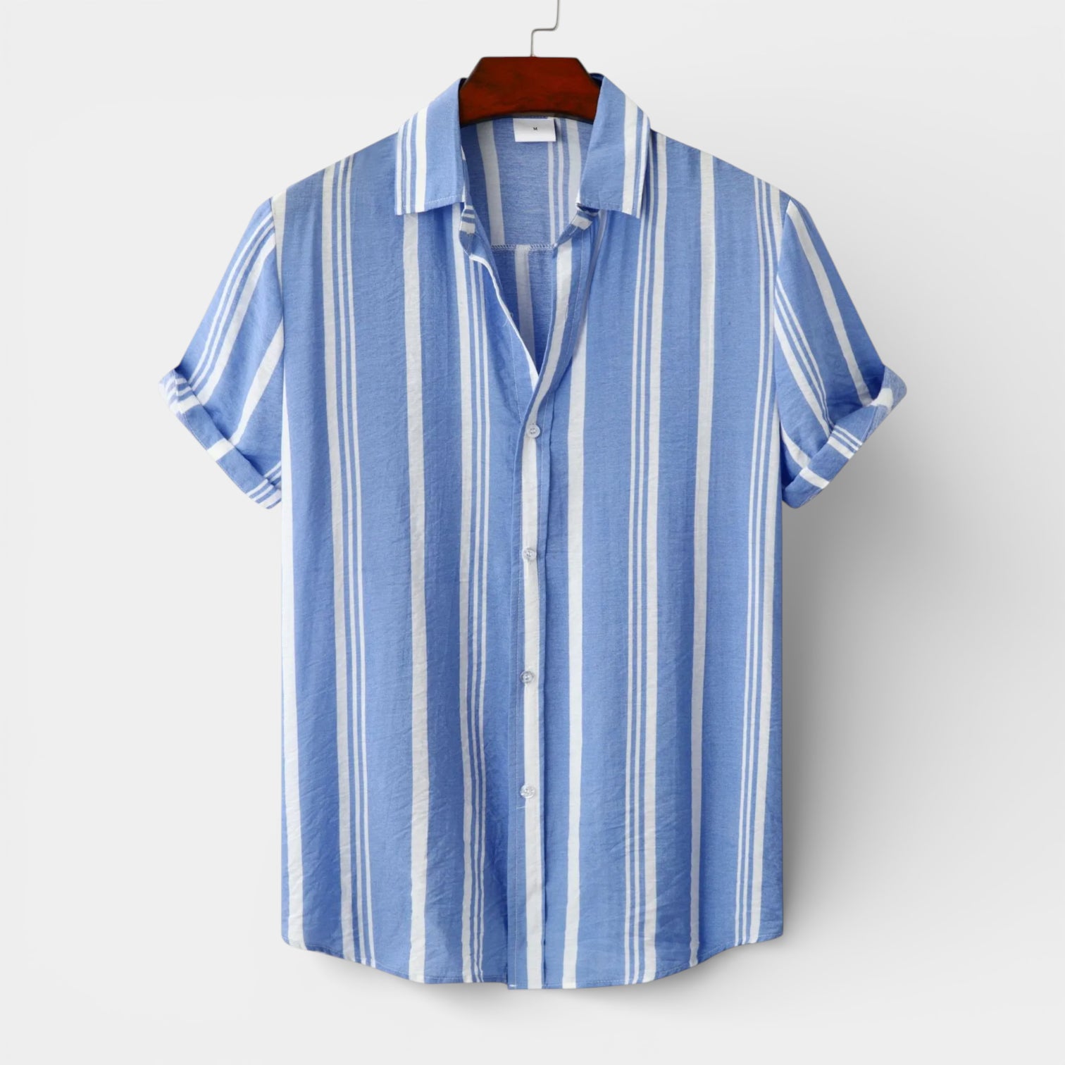 Button-Up Striped Tee Shirt Regular Fit for Men