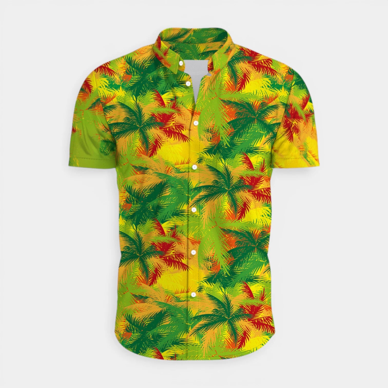 Tropical Floral Print Shirt Short Sleeve Regular Fit for Men