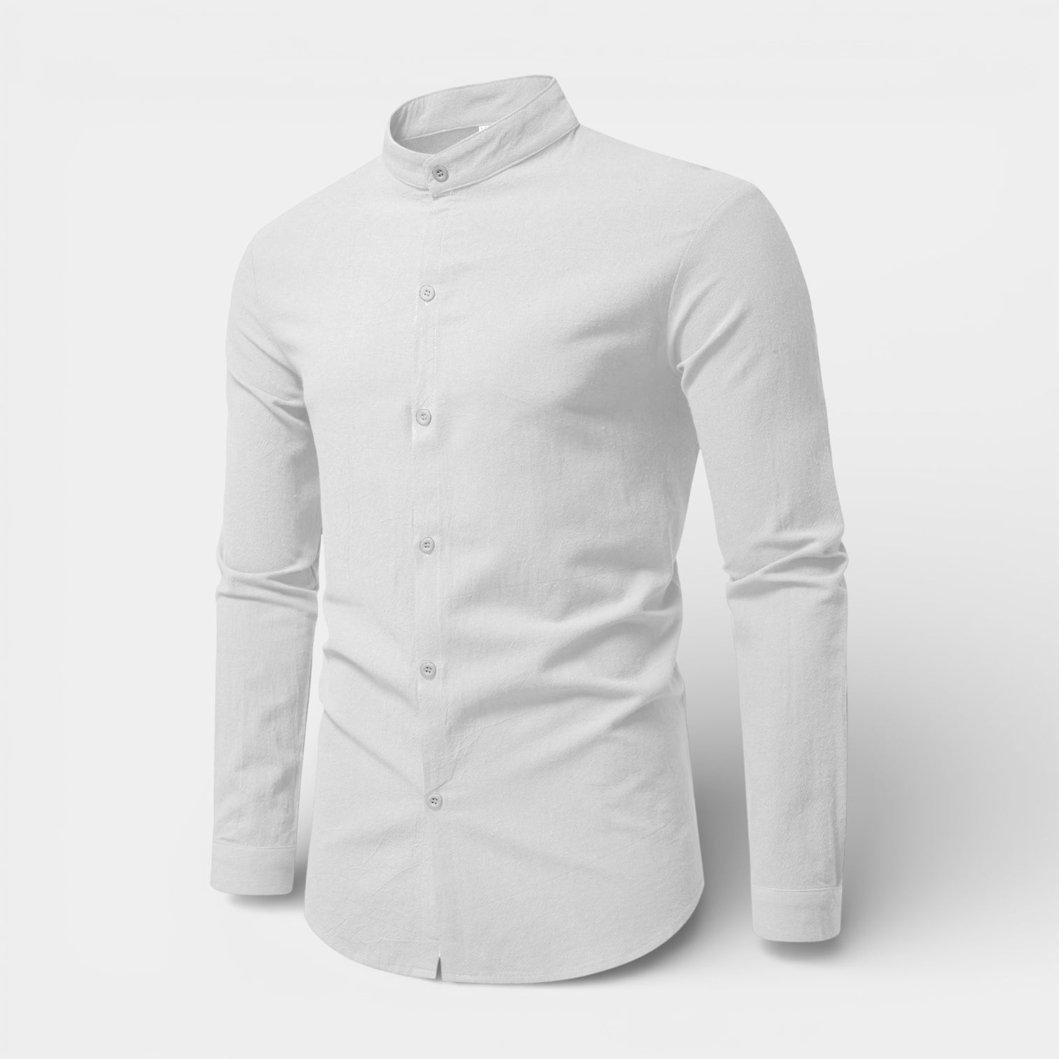 Band Collar Long Sleeve Shirt Slim Fit for Men