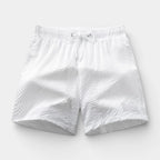 Textured Swim Shorts Elastic Waist Drawstring for Men