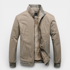 Zip-Up Stand Collar Jacket Ribbed Trim for Men