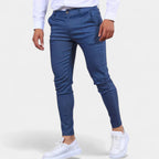 Slim Fit Stretch Trousers Flat Front Tapered for Men