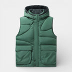 Snap-Front Hooded Quilted Vest Patch Pockets for Men