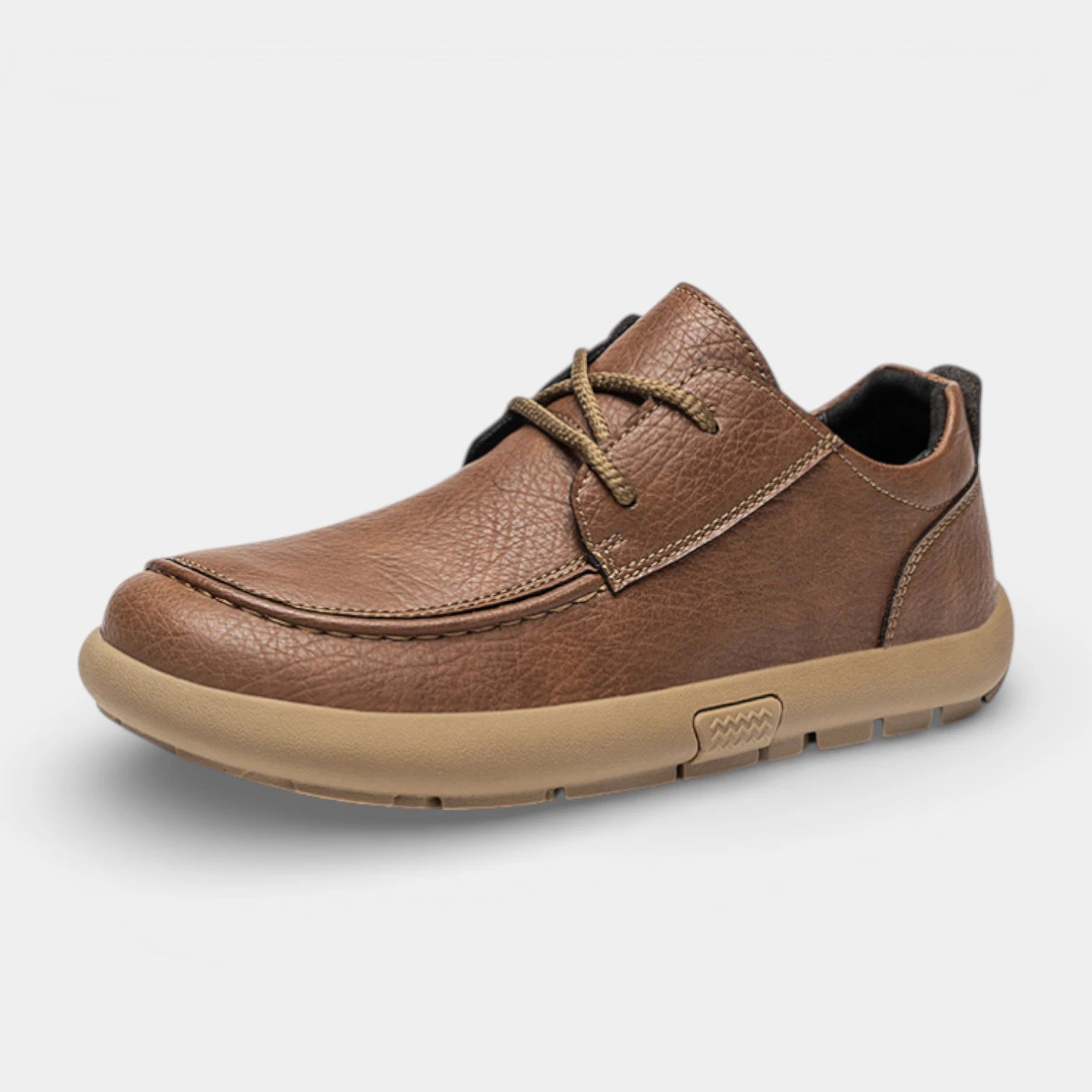 Moc Toe Lace-Up Casual Shoes Textured Grain for Men