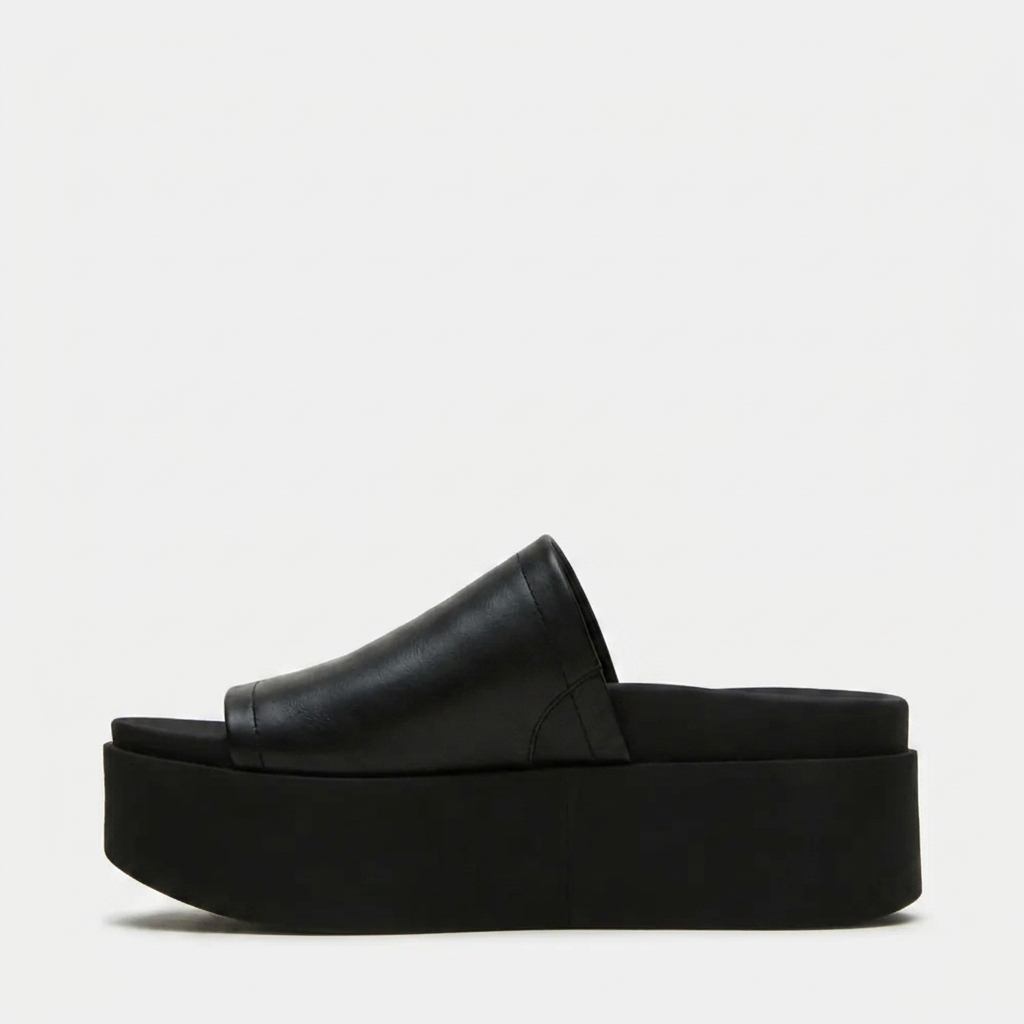 Women's Leather Chunky Flatform Slides