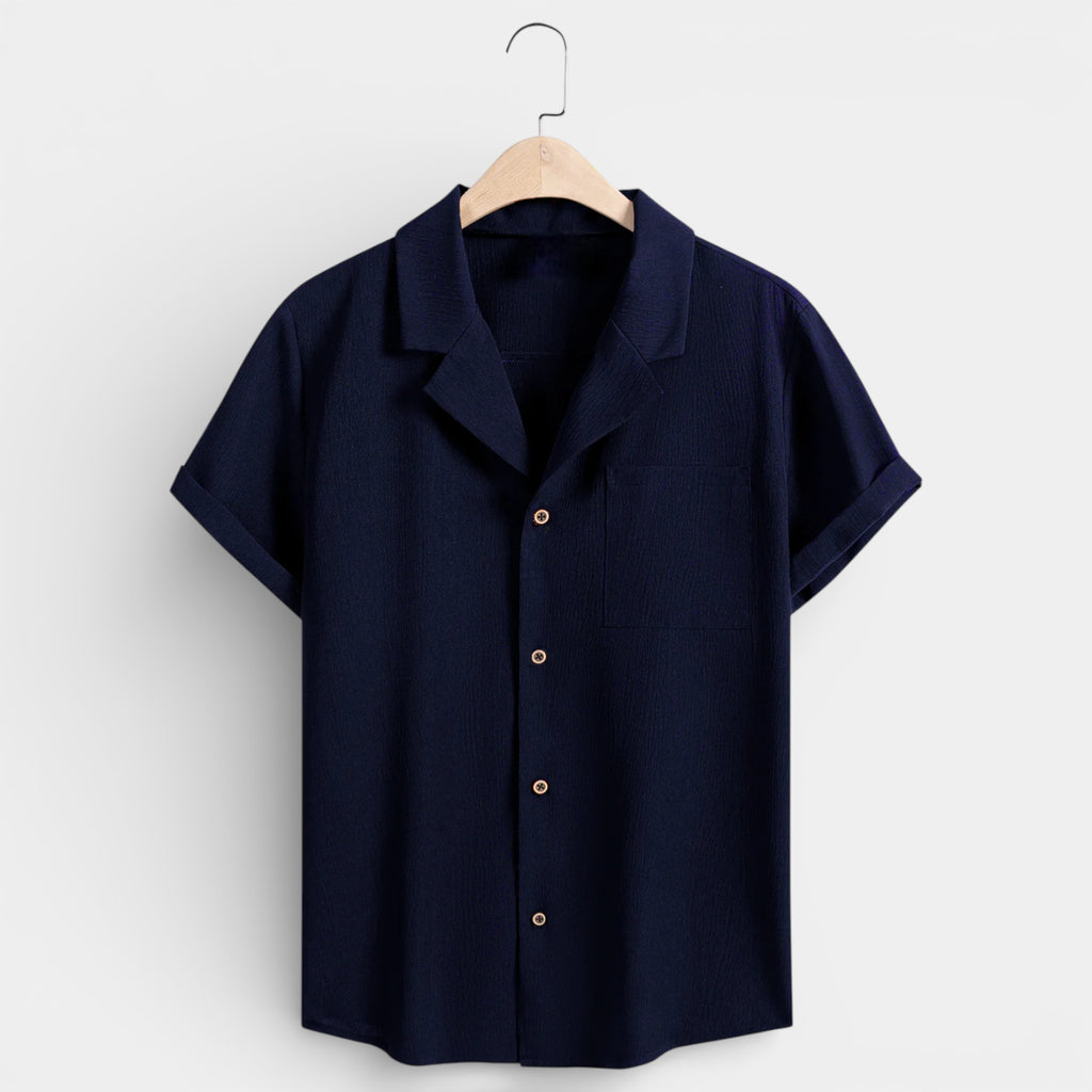 Short Sleeve Button-Up Textured Shirt Regular Fit for Men