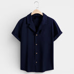 Short Sleeve Button-Up Textured Shirt Regular Fit for Men