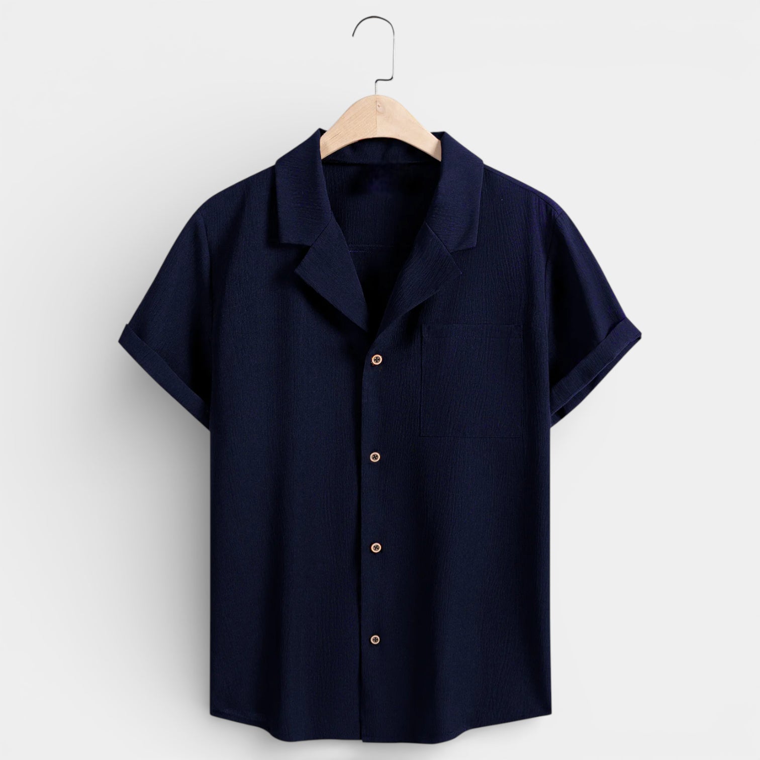 Short Sleeve Button-Up Textured Shirt Regular Fit for Men