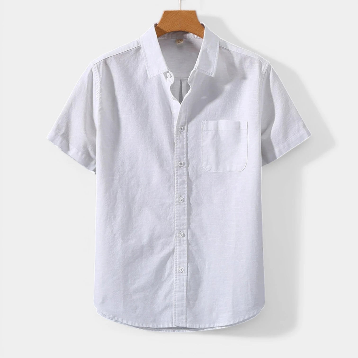 Short Sleeve Button-Up Shirt Chest Pocket for Men