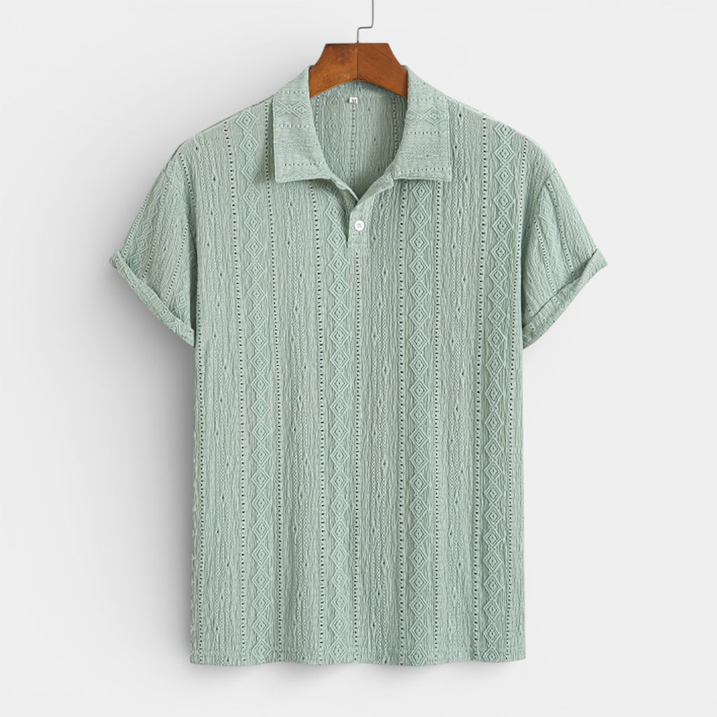 Geometric Pattern Short Sleeve Polo Shirt for Men