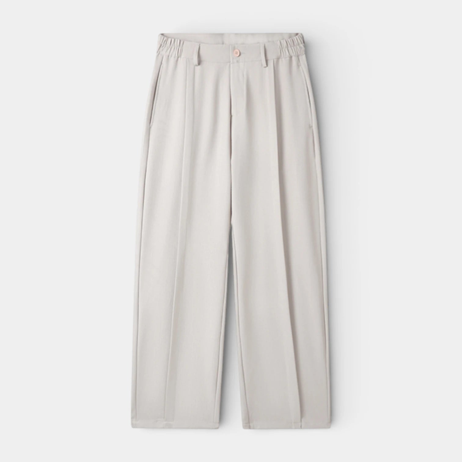 Pleated Front Straight Leg Trousers Elastic Waist for Men