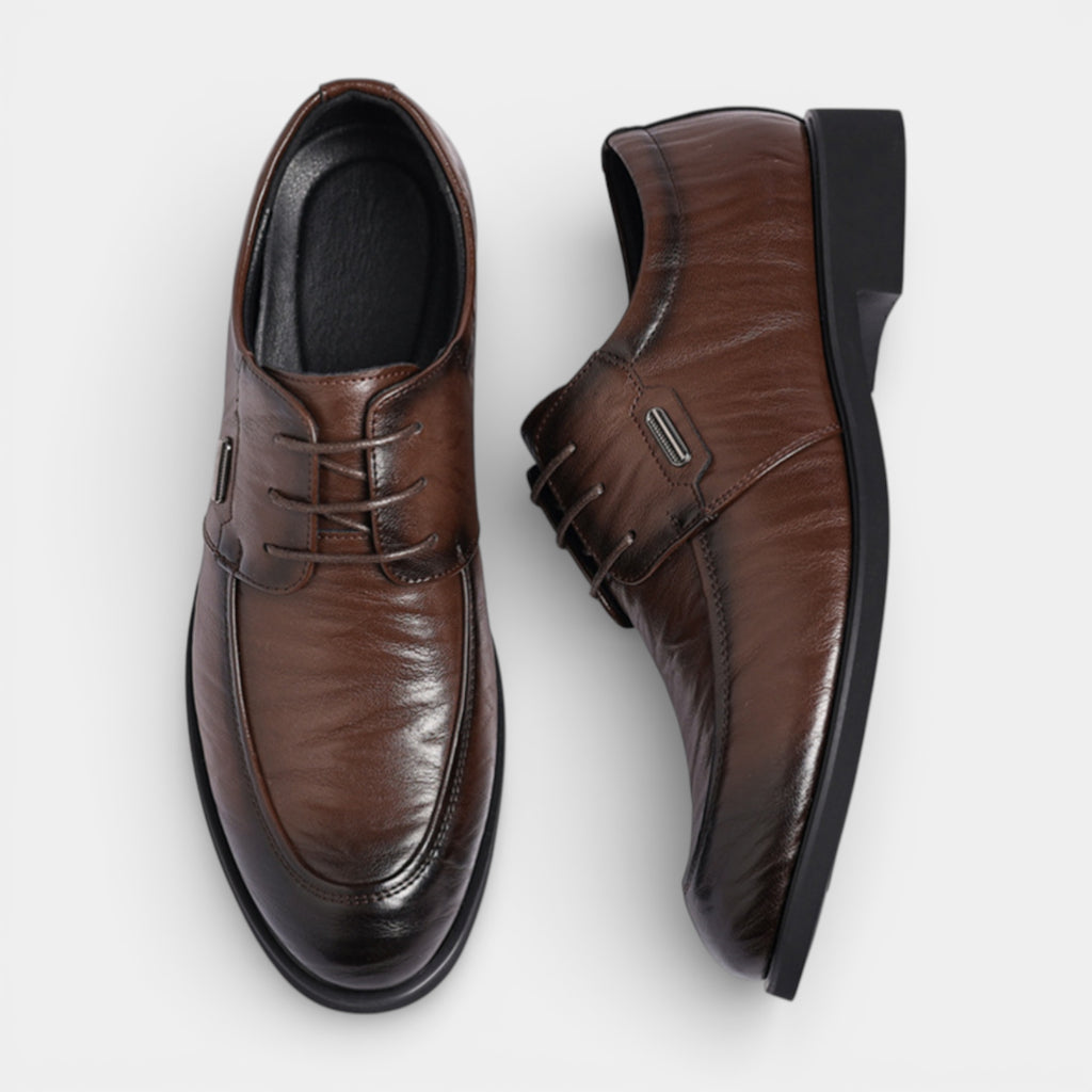 Lace-Up Derby Dress Shoes Smooth Rounded Toe for Men