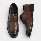 Lace-Up Derby Dress Shoes Smooth Rounded Toe for Men
