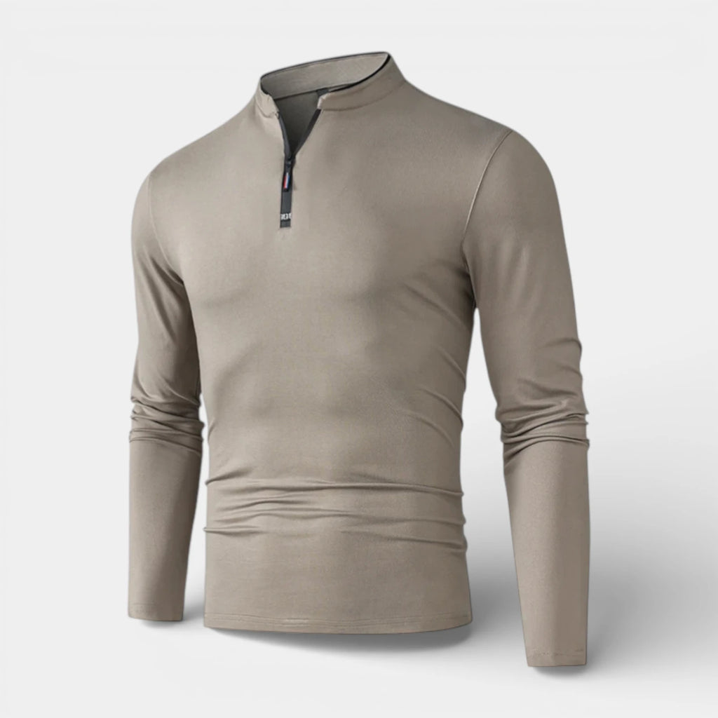 Long Sleeve Quarter-Zip Shirt Slim Fit for Men