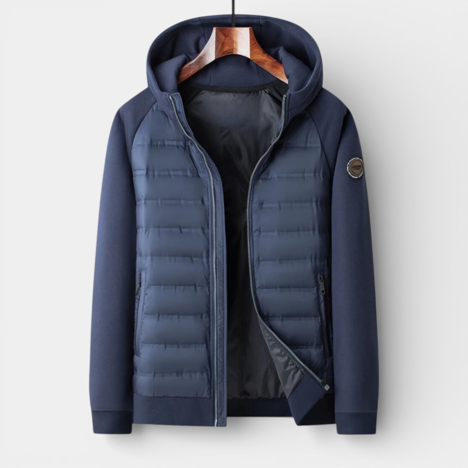 Quilted Hooded Zip-Up Bomber Jacket for Men