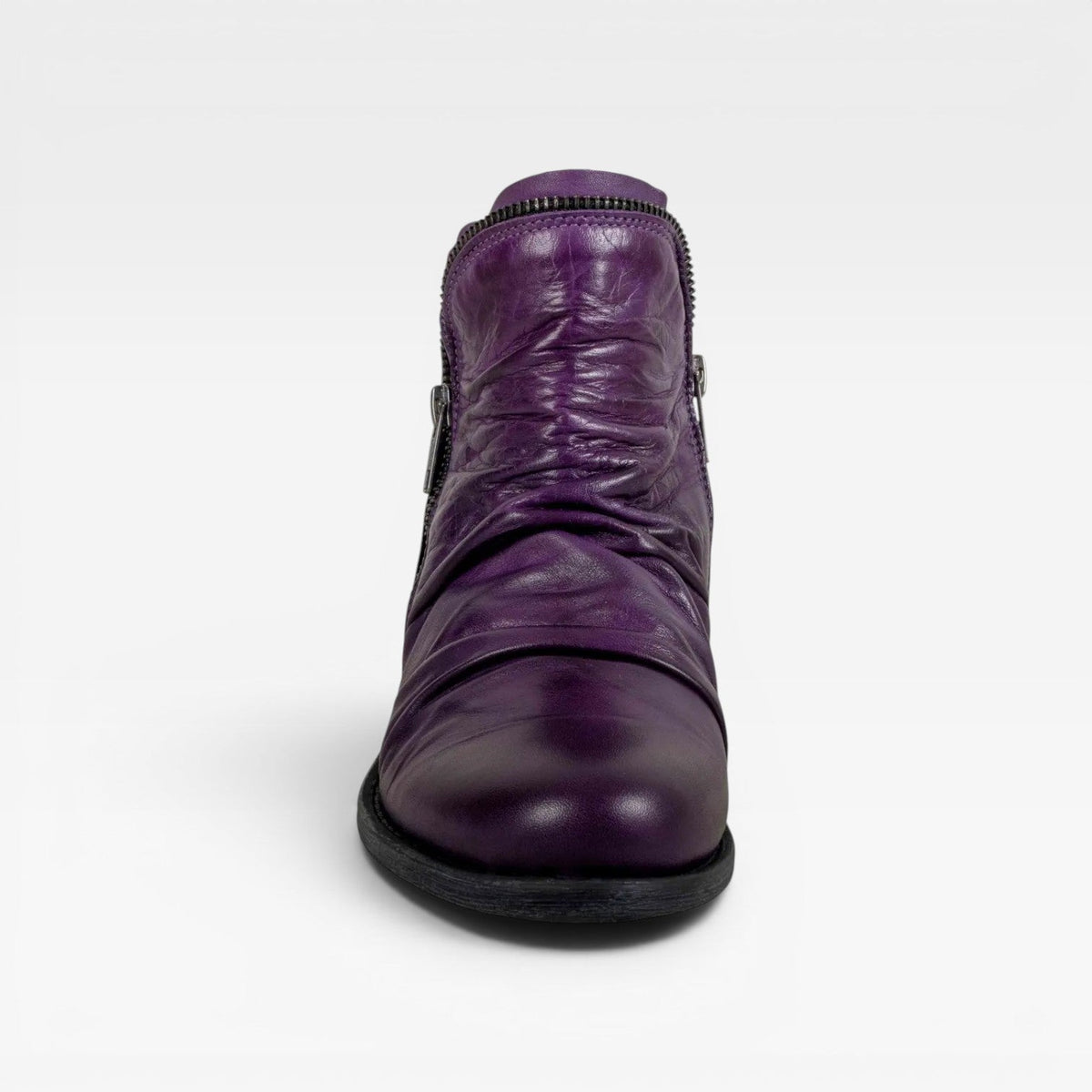 Women's Leather Ankle Boots with Side Zip