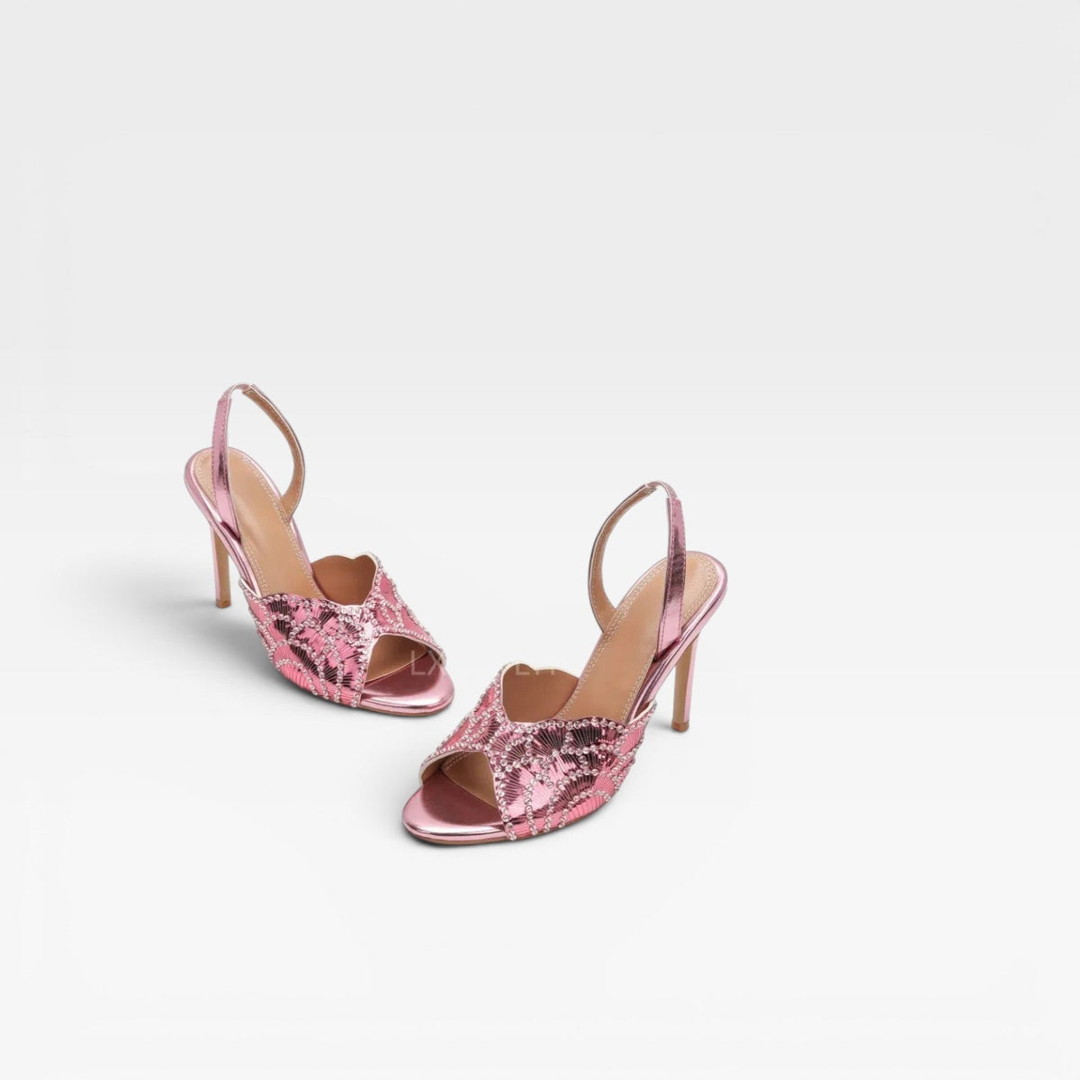 Women's Metallic Slingback Peep Toe Heels