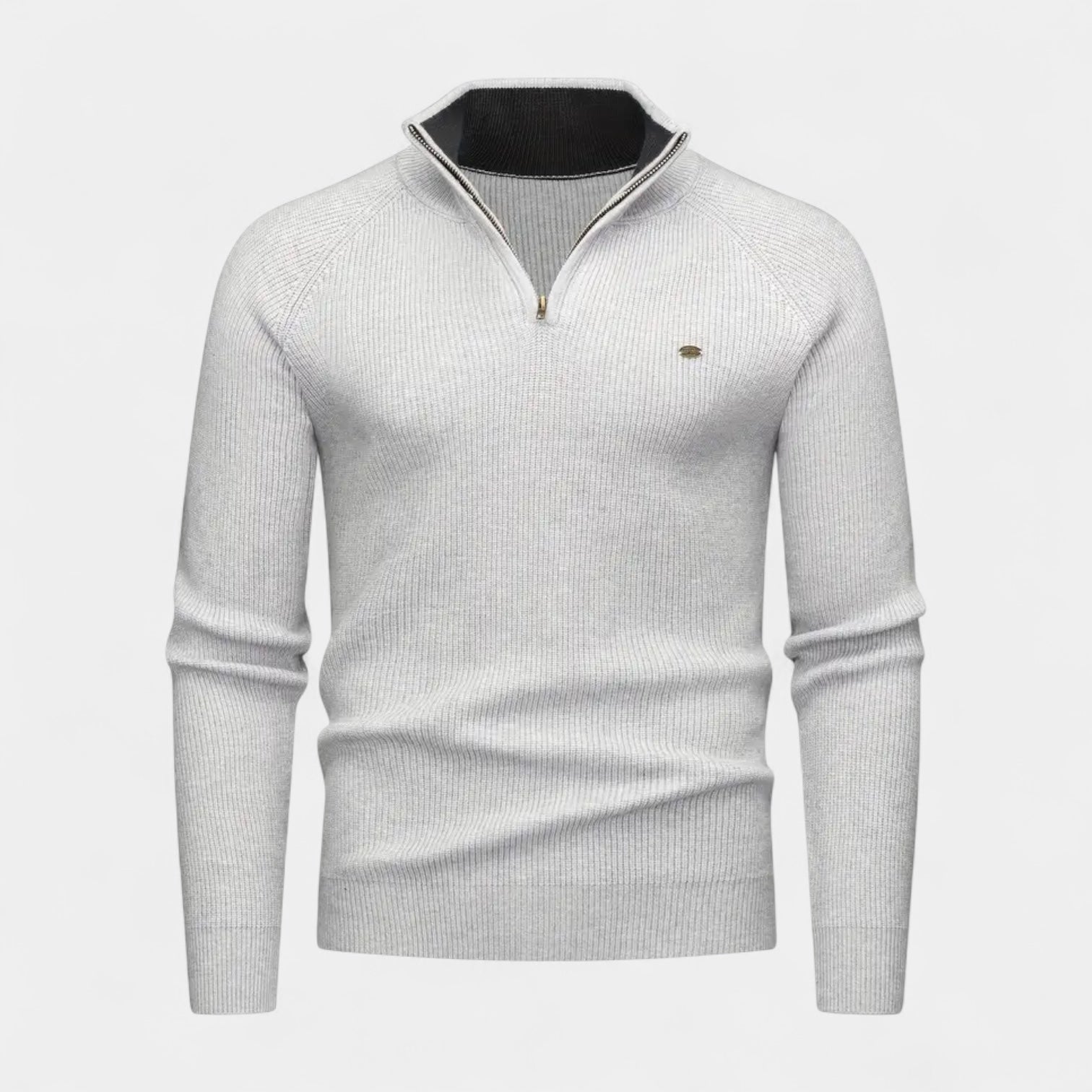 Quarter-Zip Knit Sweater Ribbed Slim Fit for Men
