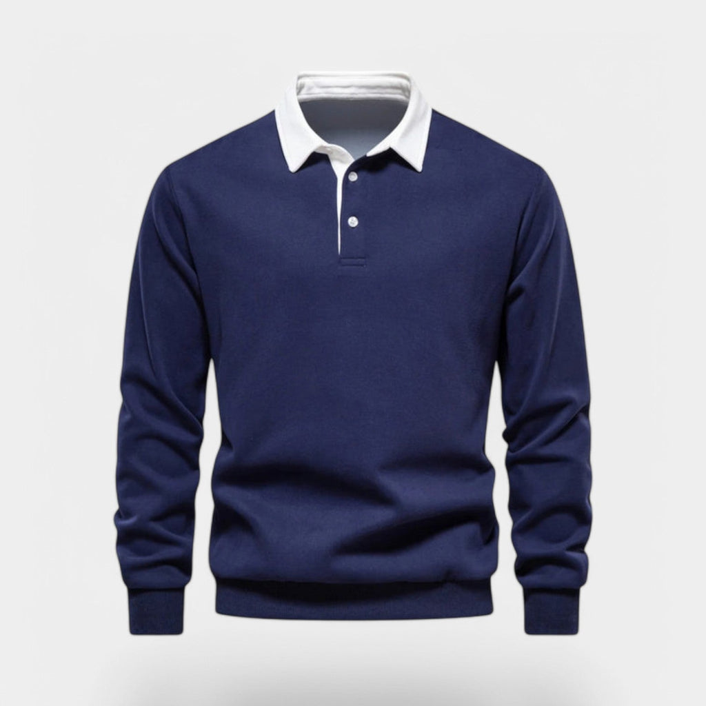 Dress Collar Polo Sweatshirt Cotton Pullover for Men
