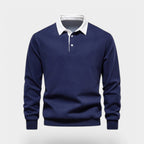 Dress Collar Polo Sweatshirt Cotton Pullover for Men