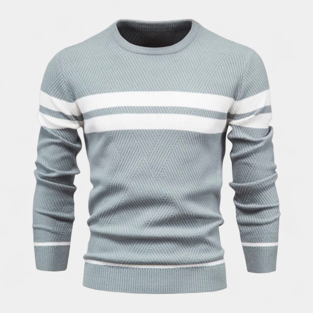 Striped Crewneck Pullover Sweater Slim Fit for Men