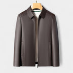 Genuine Leather Jacket Full Zip Regular Fit for Men