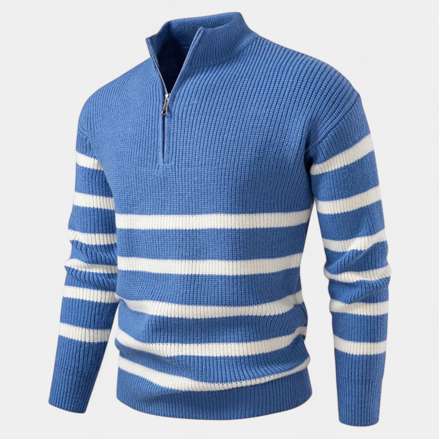 Striped Quarter-Zip Knit Sweater Regular Fit for Men