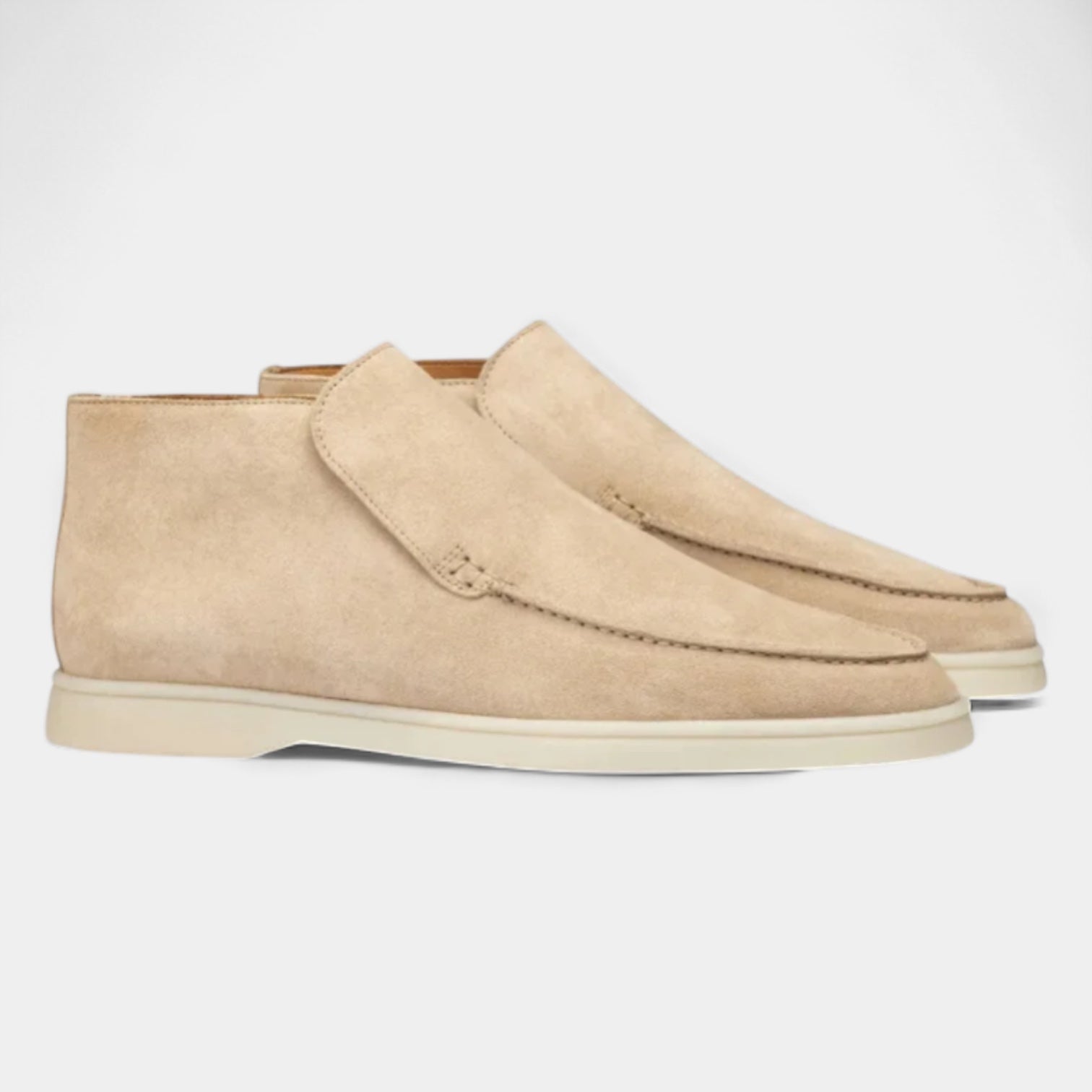 Suede High-Top Loafers Slip-On Rubber Sole for Men