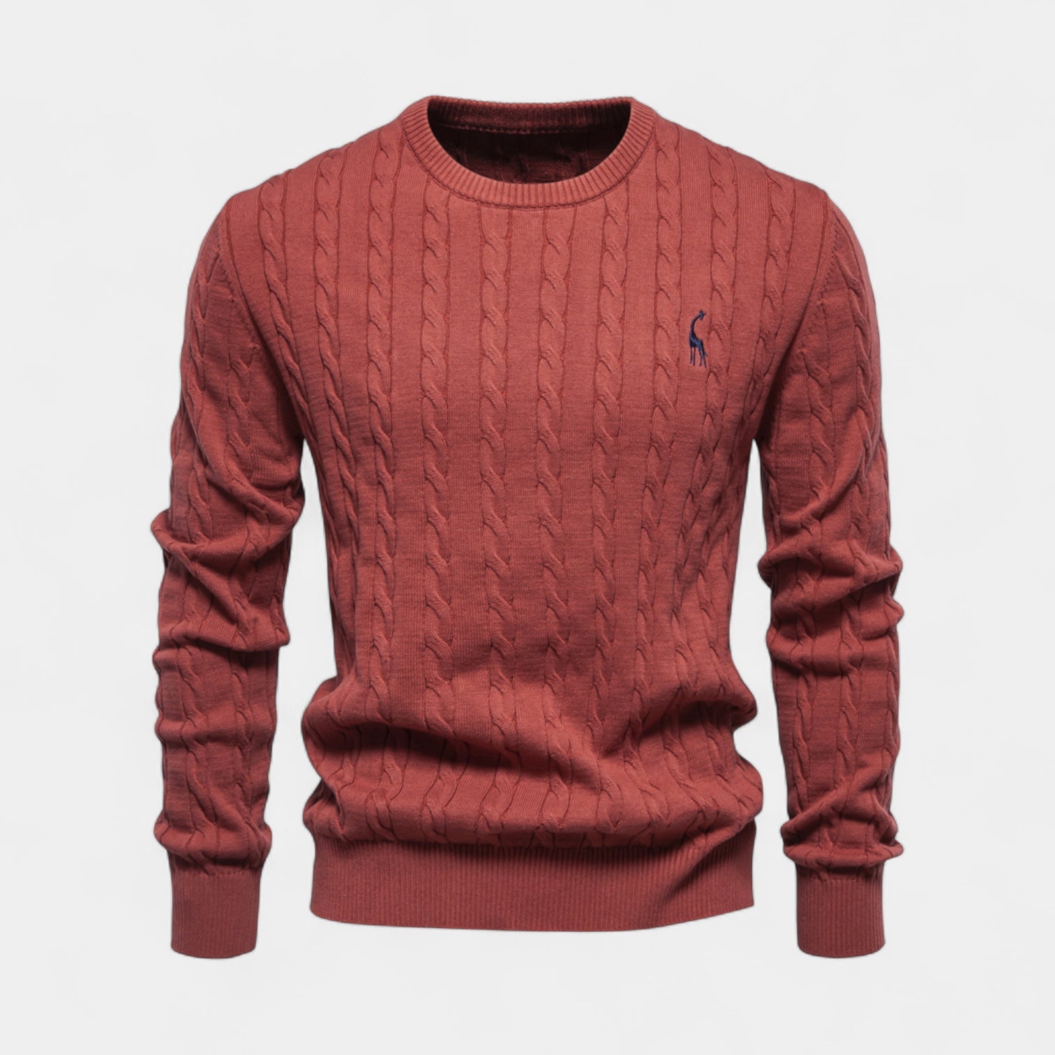 Cable Knit Crew Neck Sweater Regular Fit for Men