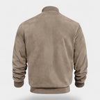 Soft Faux Suede Bomber Jacket Ribbed Cuffs for Men