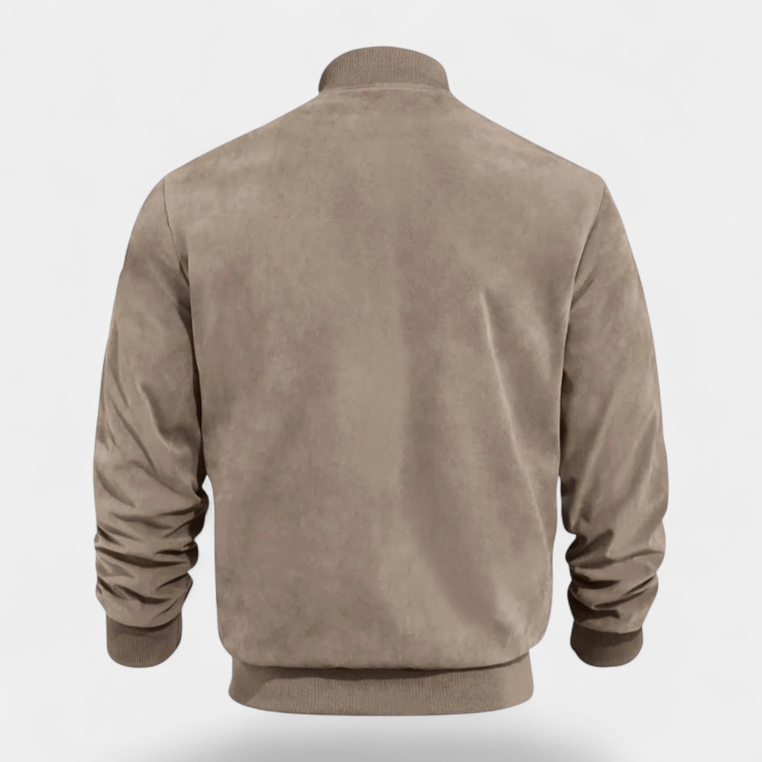 Soft Faux Suede Bomber Jacket Ribbed Cuffs for Men