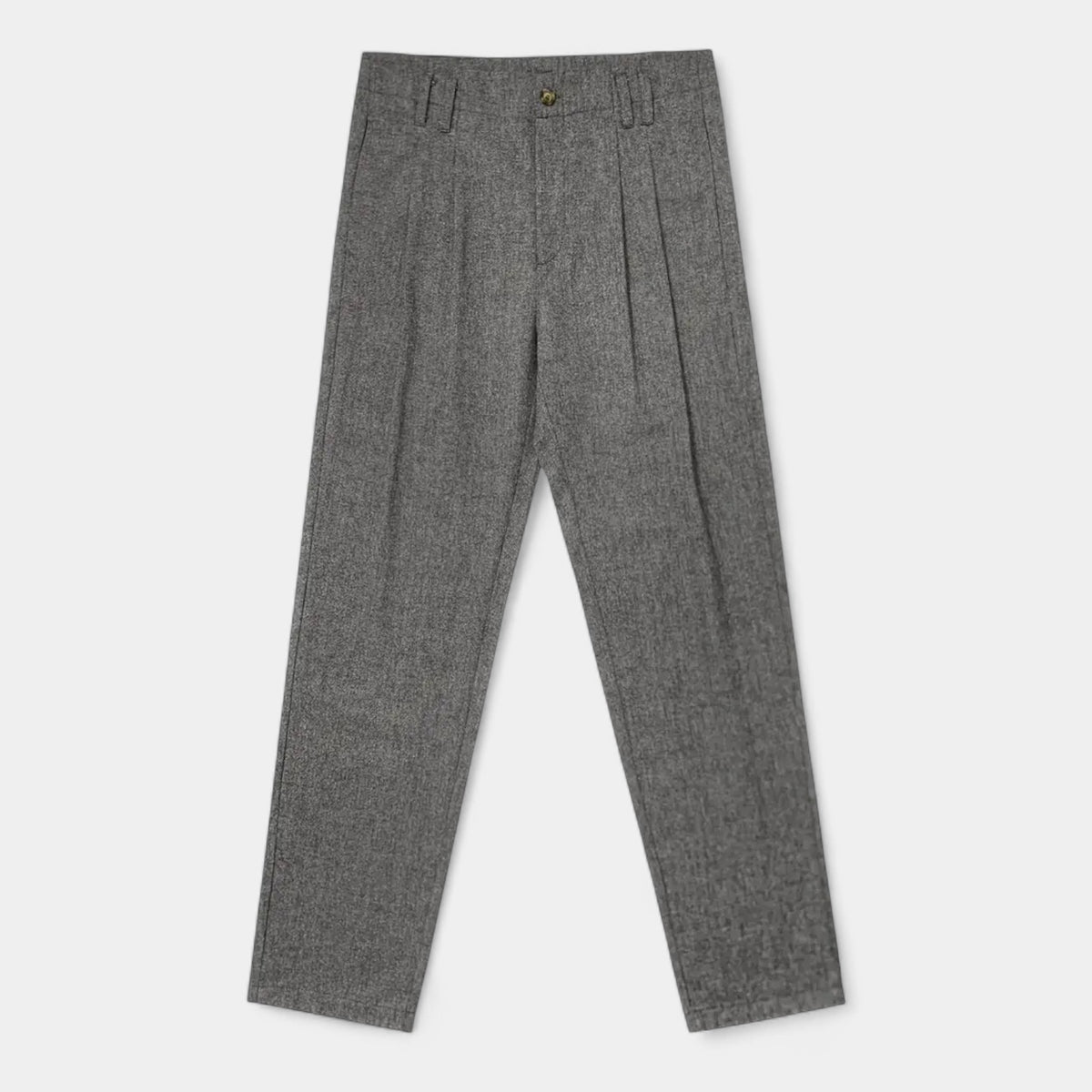 Wool-Blend Pleated Trousers Relaxed Straight Fit for Men