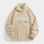 Fleece Half-Zip Pullover Embroidered Relaxed Fit for Men
