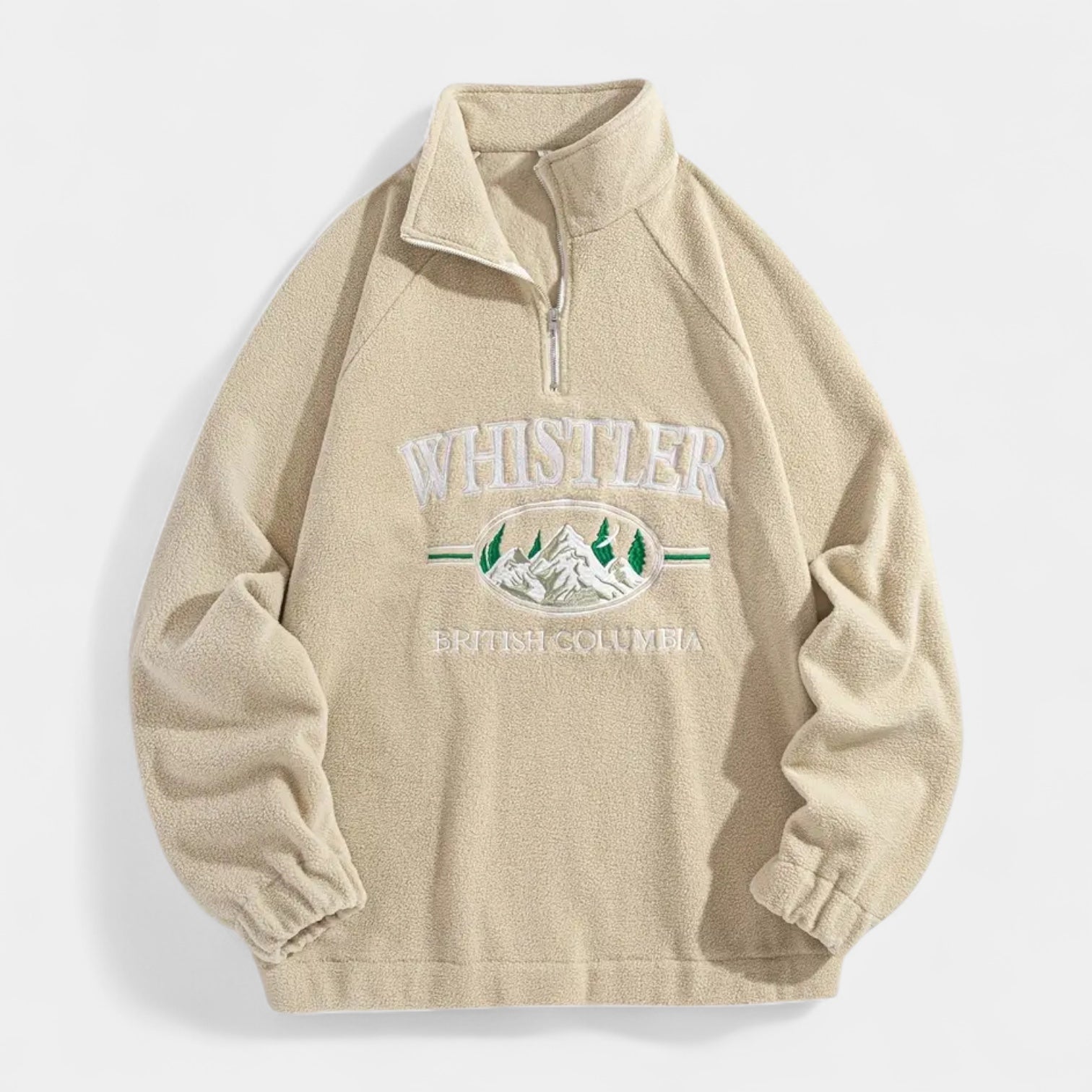Fleece Half-Zip Pullover Embroidered Relaxed Fit for Men