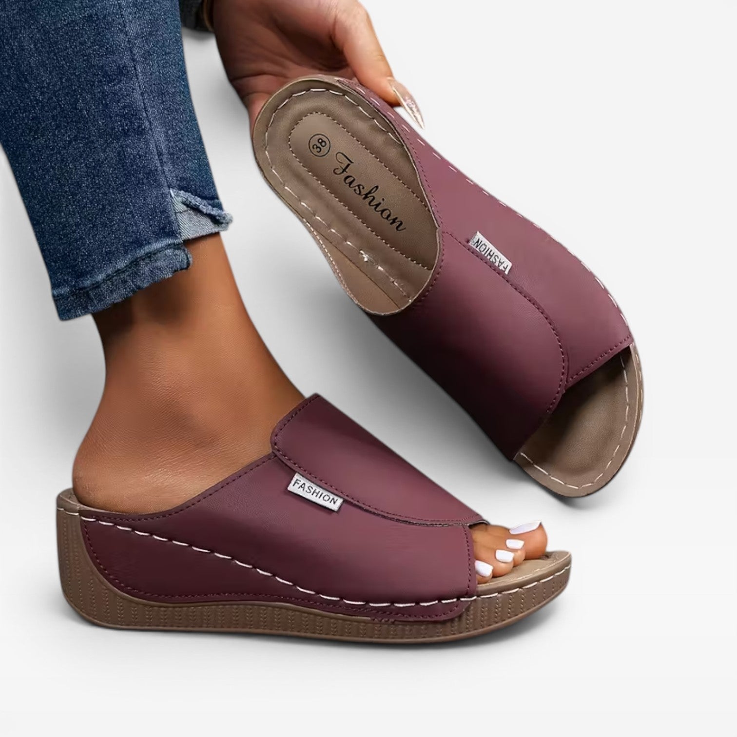 Women's Cushioned Wedge Slide Sandals