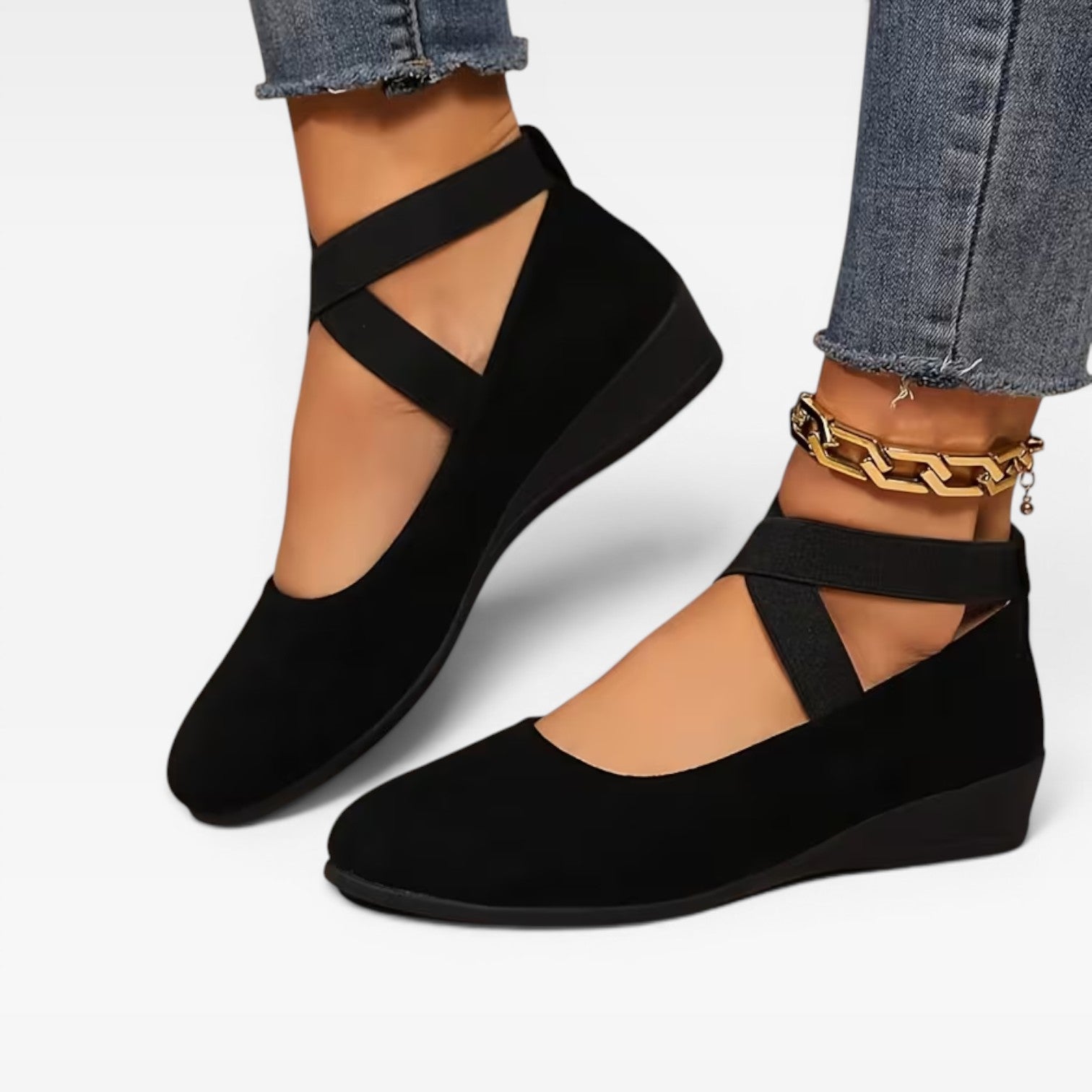 Women's Minimalist Cross-Strap Ballet Flats