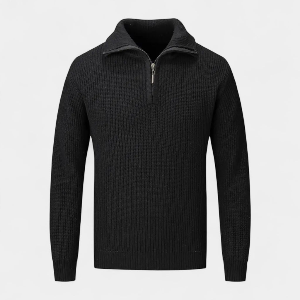 Waffle Knit Half-Zip Sweater Regular Fit for Men