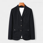 Cotton Blend Single-Breasted Blazer Notch Lapel for Men