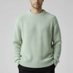 Crew Neck Ribbed Knit Sweater Regular Fit for Men