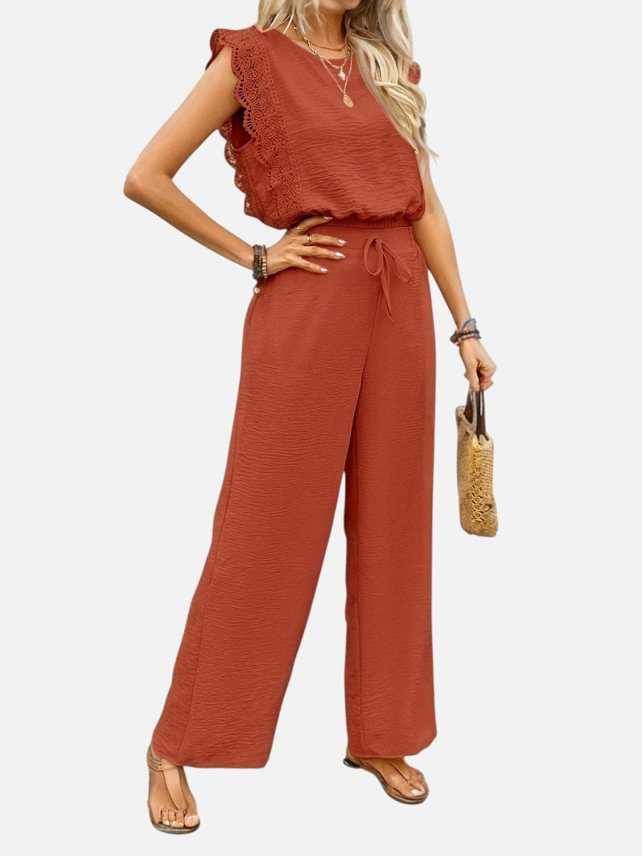 Women's Two-Piece Set with Wide Leg Trousers