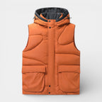 Snap-Front Hooded Quilted Vest Patch Pockets for Men