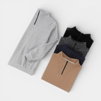 Long Sleeve Quarter-Zip Pullover Sweater for Men