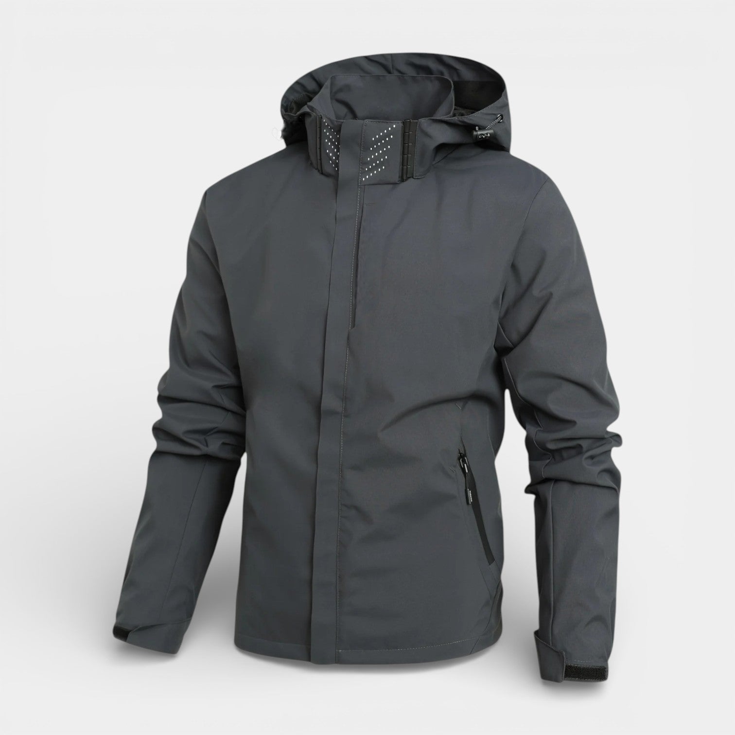 Hooded Zip-Front Jacket Structured Fit for Men