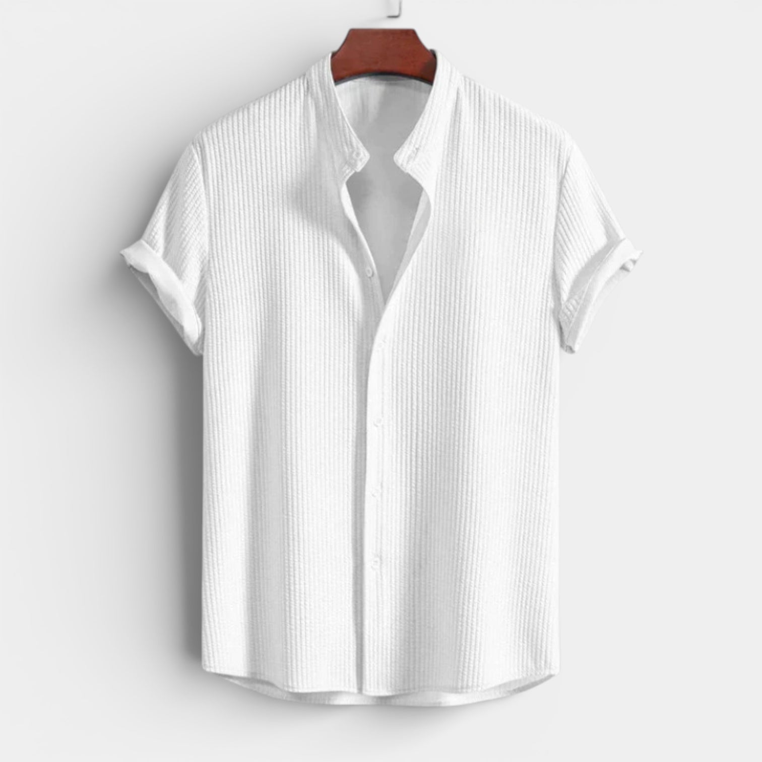 Textured Short Sleeve Button-Up Shirt Regular Fit for Men