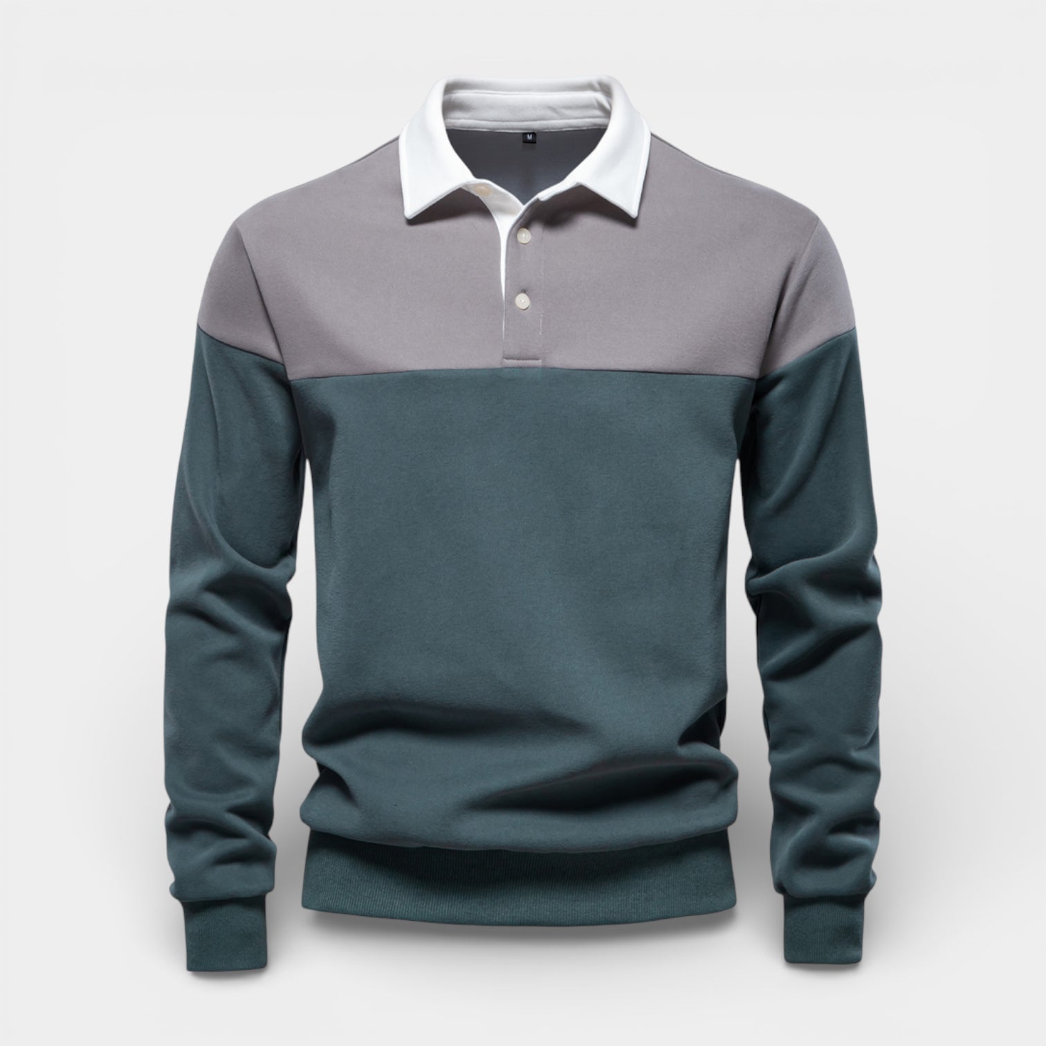 Color Block Long Sleeve Pullover Polo Shirt for Men