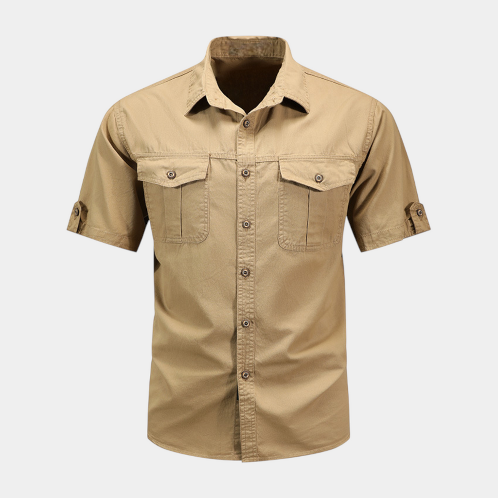 Short Sleeve Button-Up Utility Shirt Regular Fit for Men