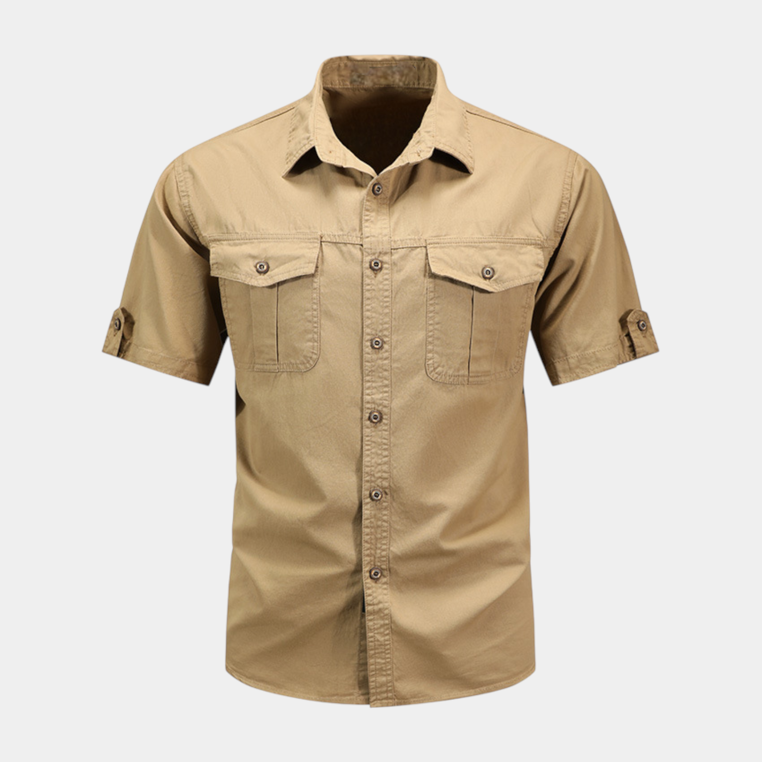 Short Sleeve Button-Up Utility Shirt Regular Fit for Men