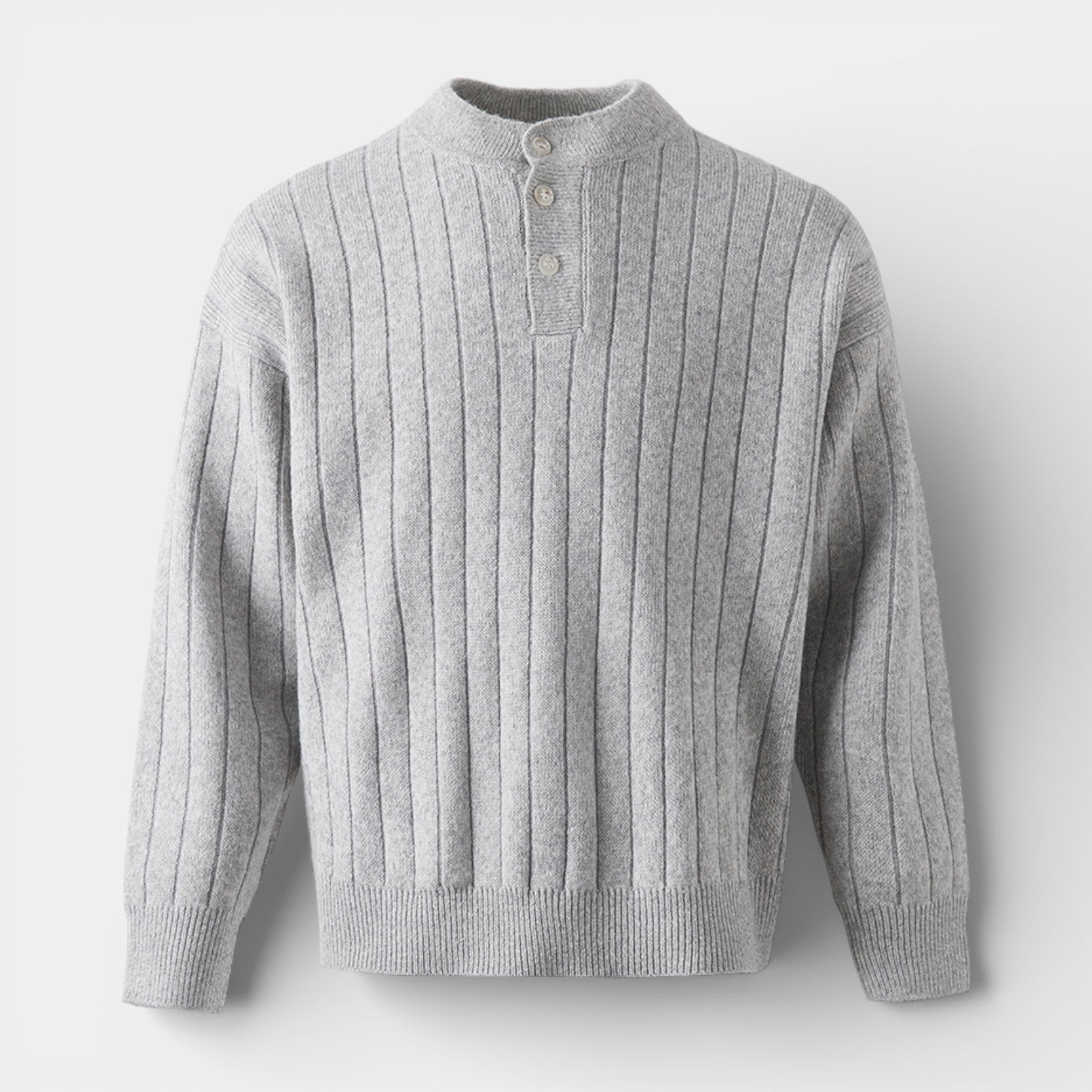 Ribbed Knit Henley Sweater Regular Fit for Men