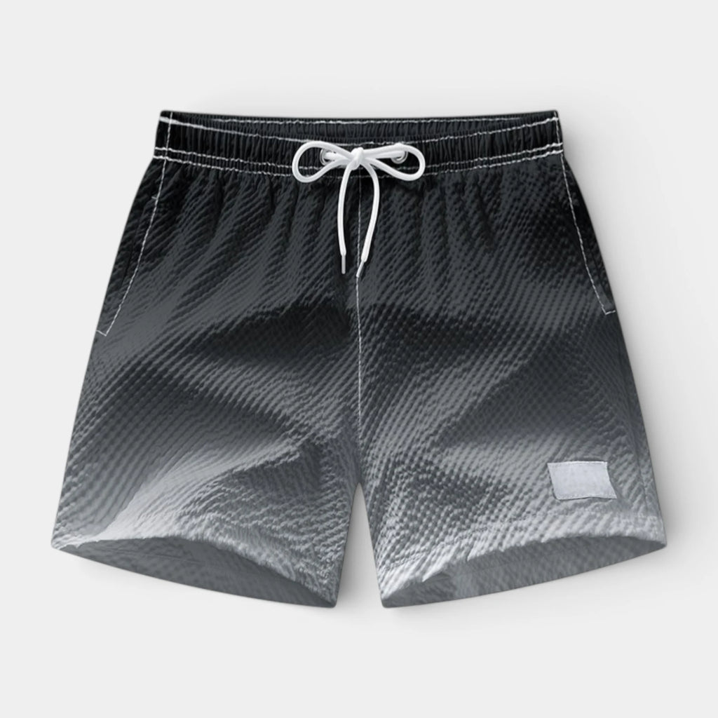 Textured Swim Shorts Elastic Waist Drawstring for Men