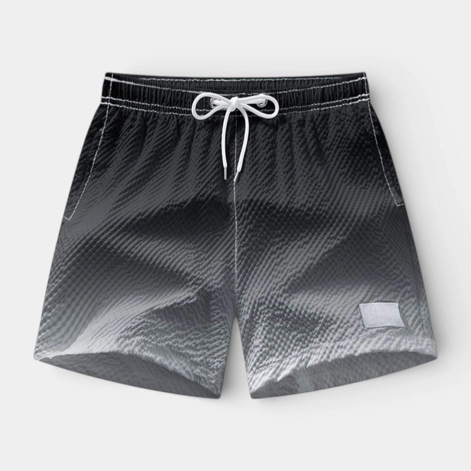Textured Swim Shorts Elastic Waist Drawstring for Men
